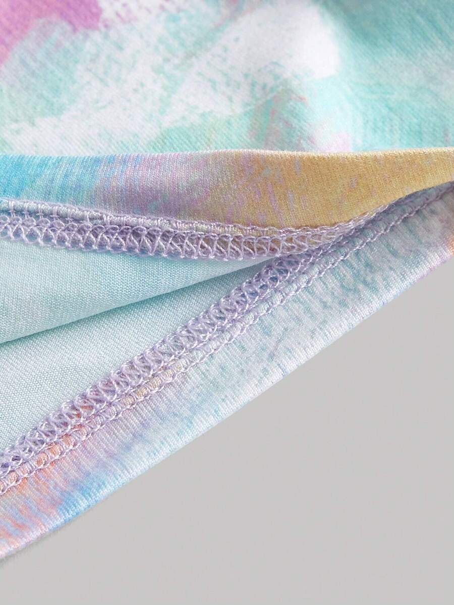 SHEIN MOD Top Court Tie Dye à Ras-du-Cou Drapé et Dos-Nu