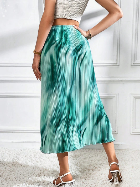 SHEIN Privé – Jupe Longue Trapèze Tie & Dye à Volants