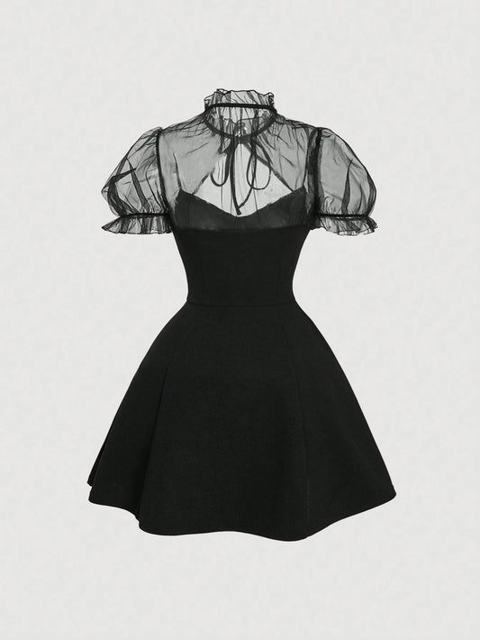 Robe trapèze en patchwork et maille