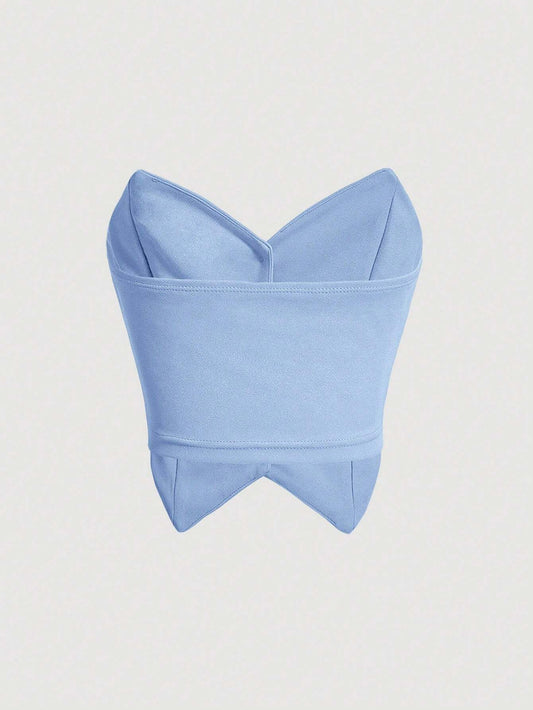 SHEIN MOD – Top Tube Asymétrique Bleu Azur