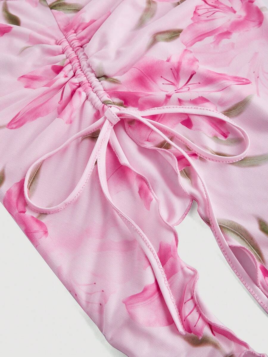 SHEIN MOD – Top bandeau asymétrique à motif floral