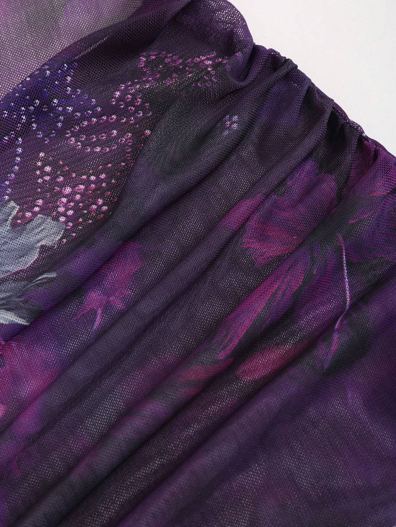 SHEIN Unity – Robe Asymétrique Sexy à Volants Violet Lavande