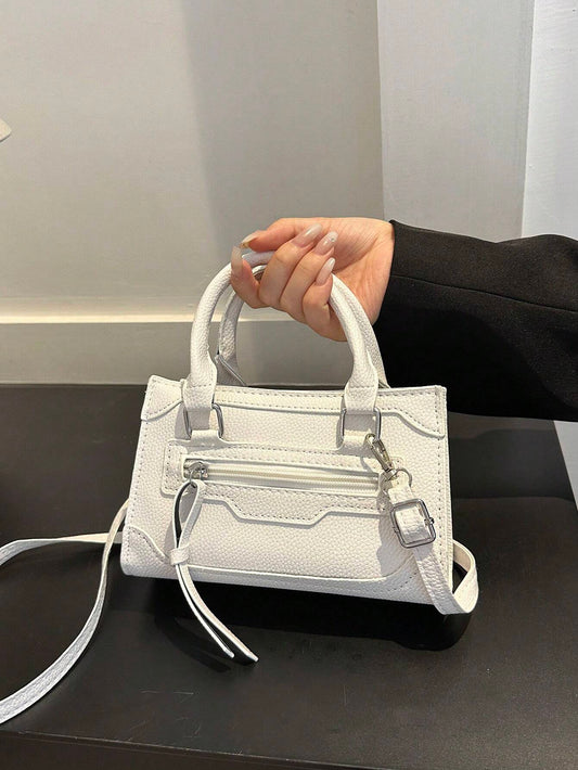 Sac à main zippé bicolore – Style minimaliste