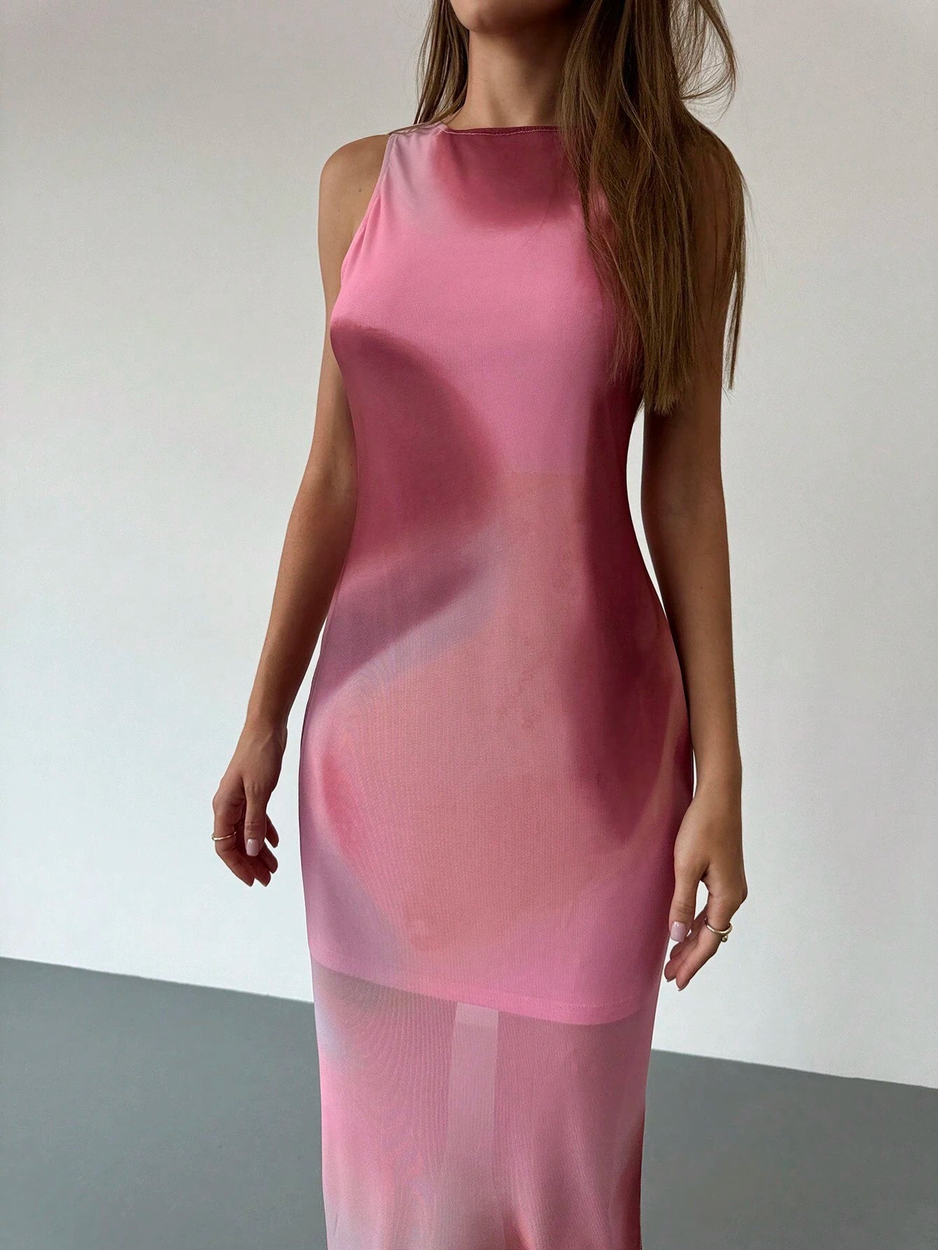 Aloruh – Robe longue fourreau à imprimé dégradé rose