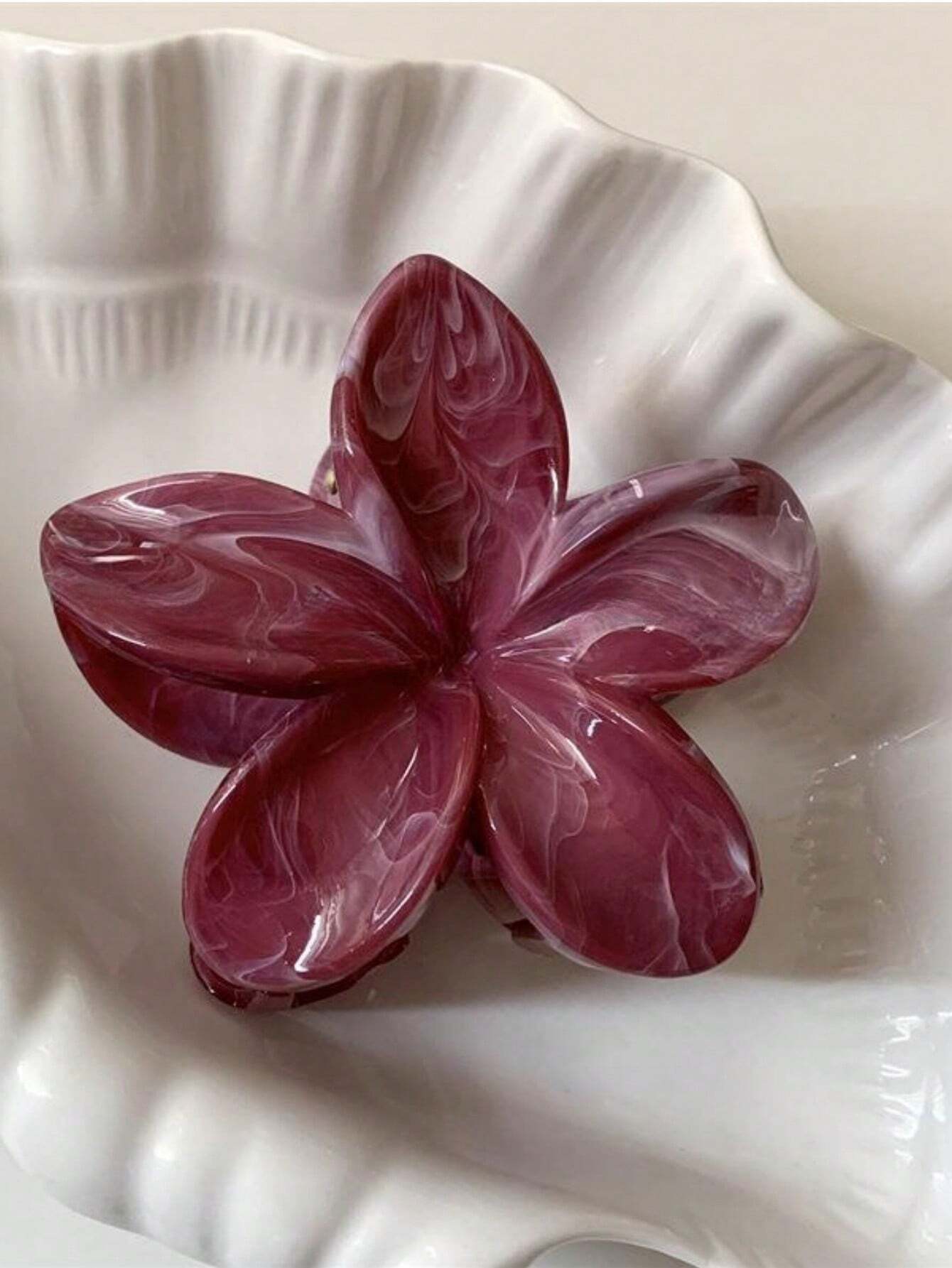 Pince à Cheveux Fleur Couronne en Marbre – 8 cm