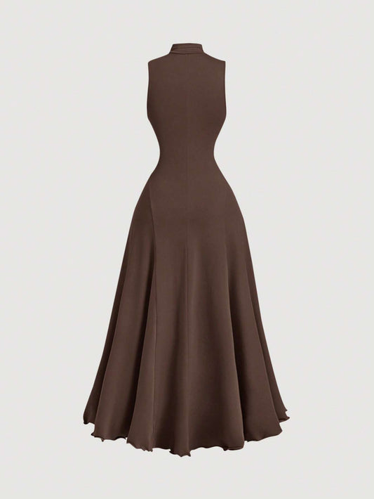 SHEIN MOD – Robe Longue Minimaliste Sans Manches à Col Montant