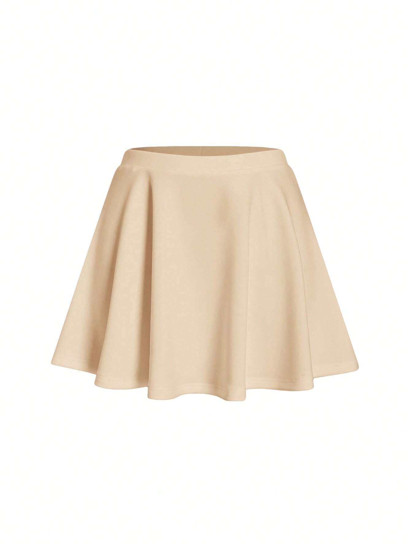 SHEIN BASICS – Jupe Évasée Nude à Fermeture Éclair