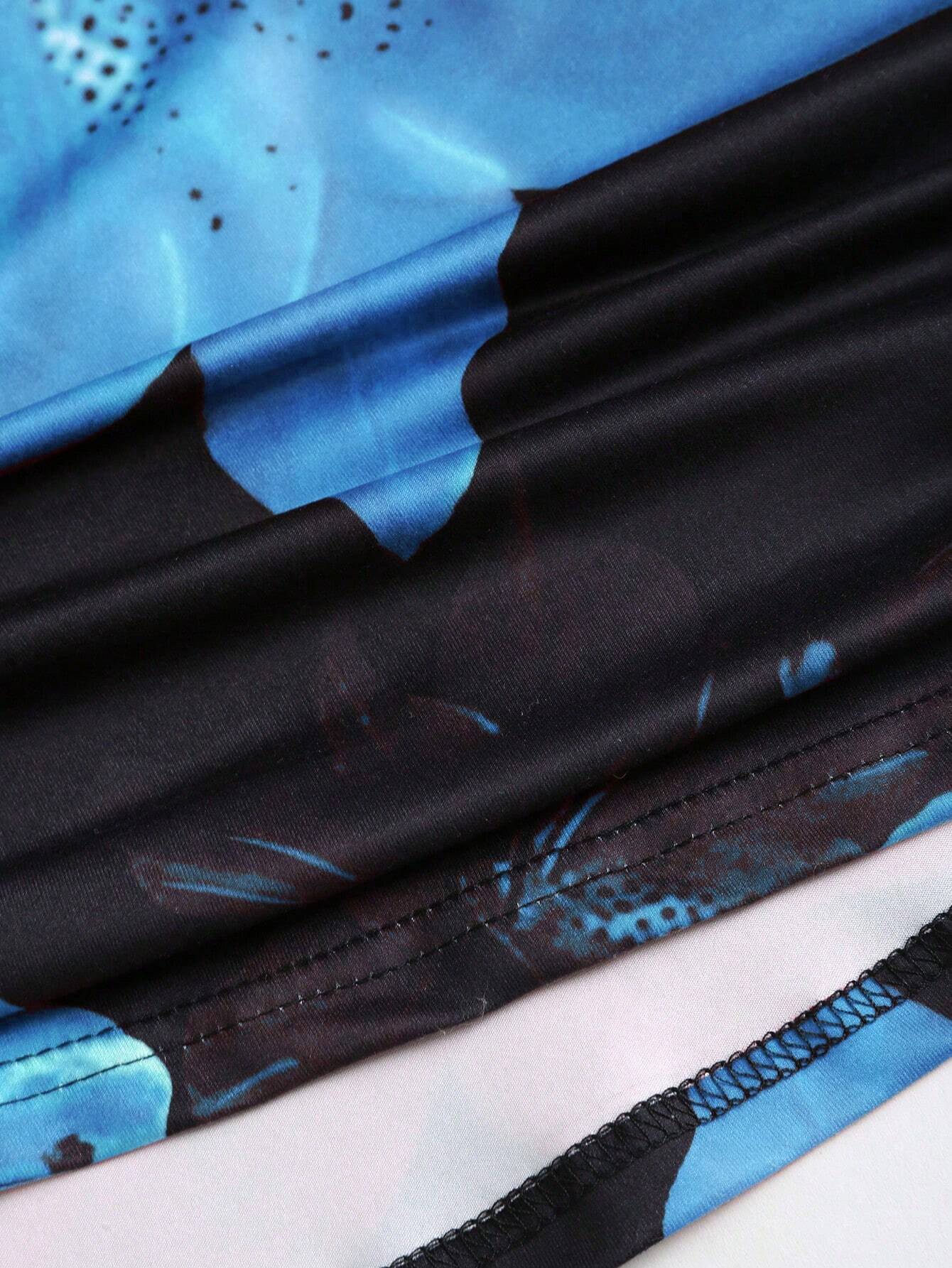 Sweetra – Jupe longue sirène plissée à imprimé floral, taille élastique