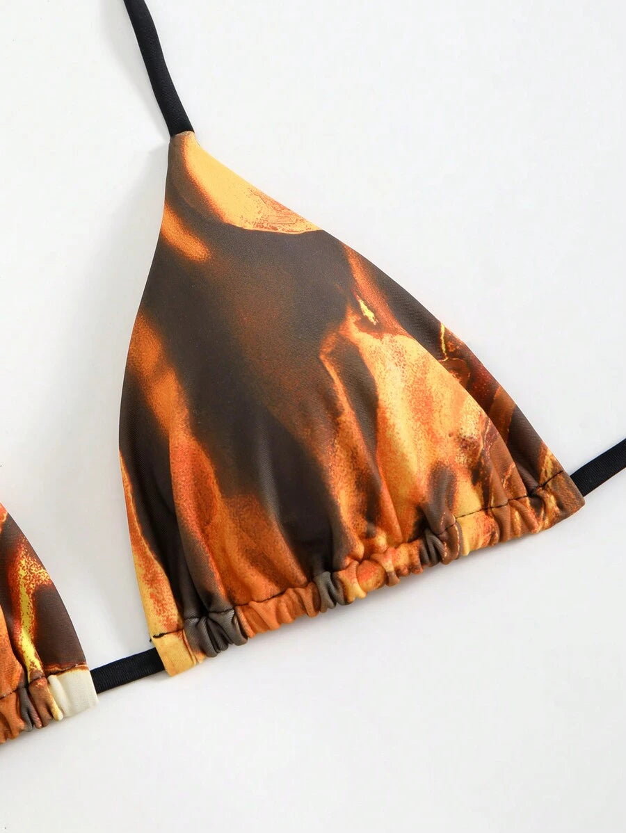Swim EVENT – Ensemble Bikini à imprimé d'été avec voile et design sexy hippie