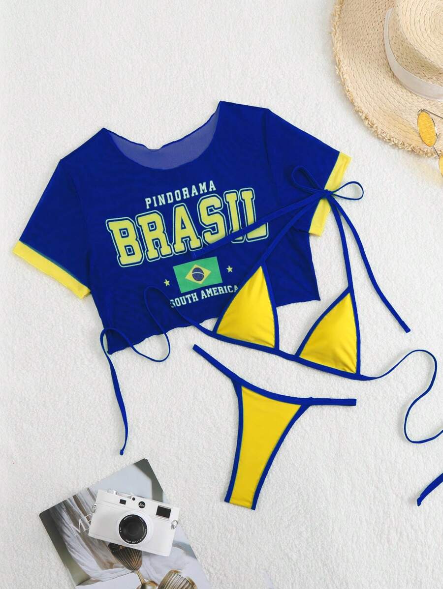 Swim SXY – Ensemble 3 Pièces avec Bikini Triangle et Cache-Maillot