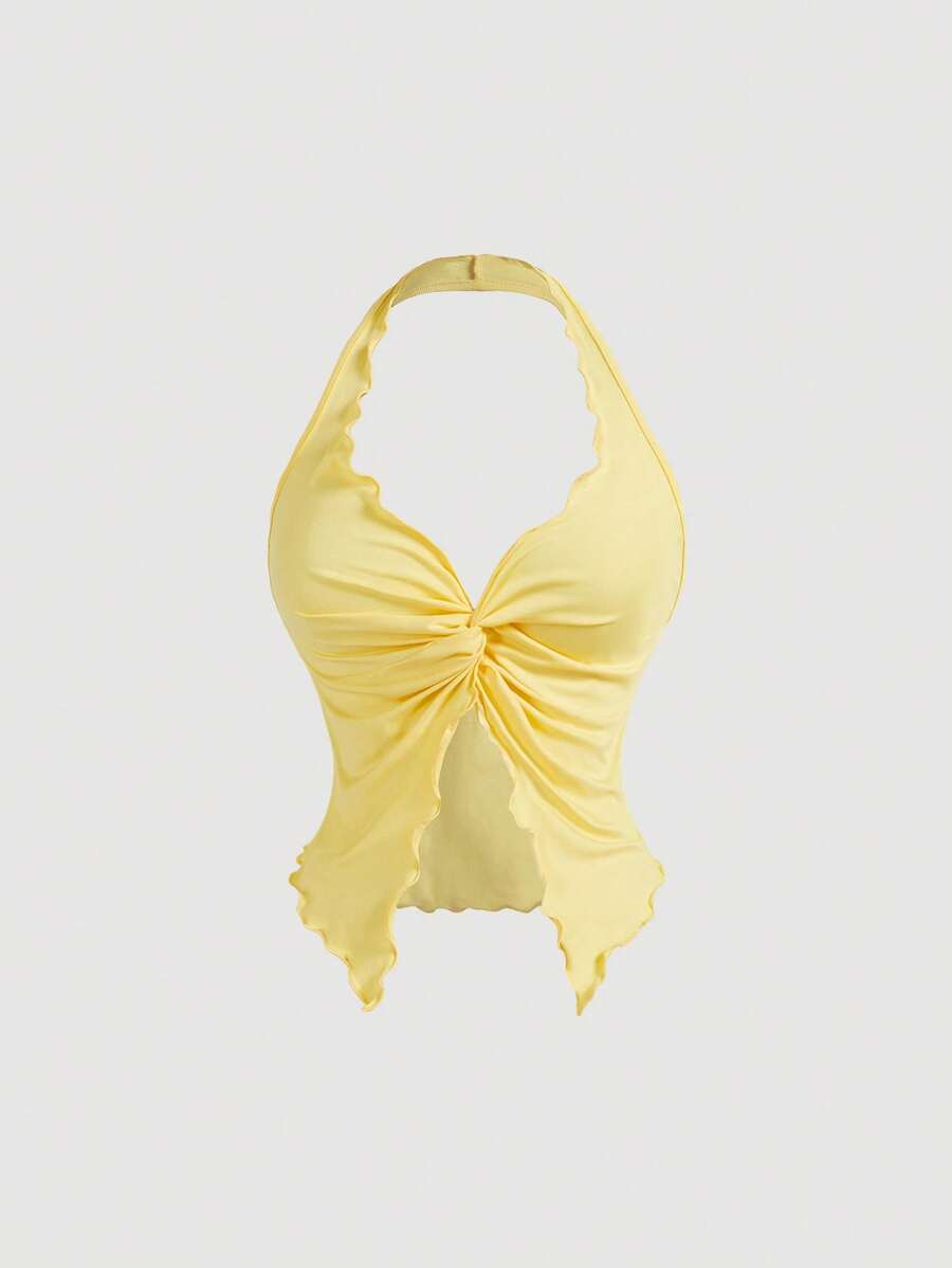 SHEIN MOD – Débardeur court côtelé à col ras-du-cou et dos nu