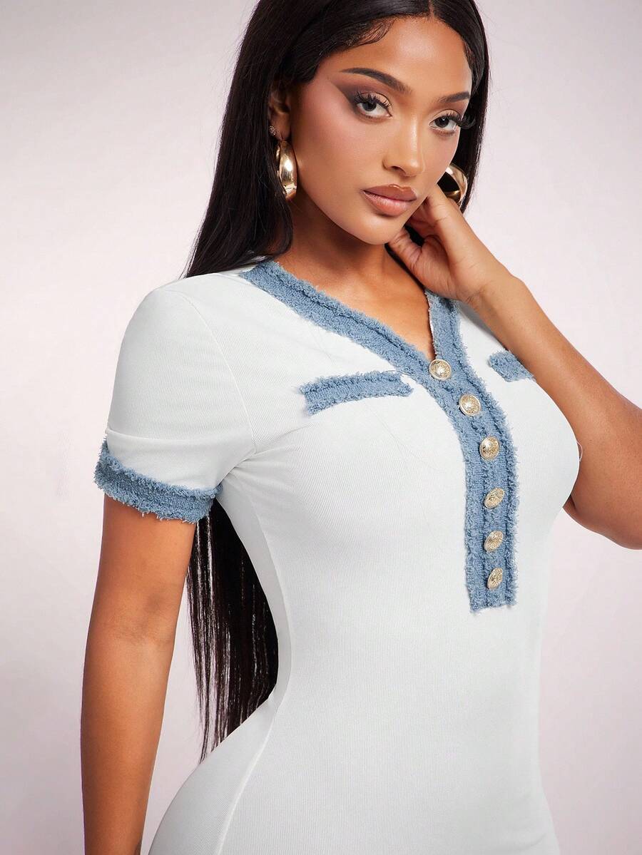 Radiana – Robe moulante casual avec col polo et coupe affinante