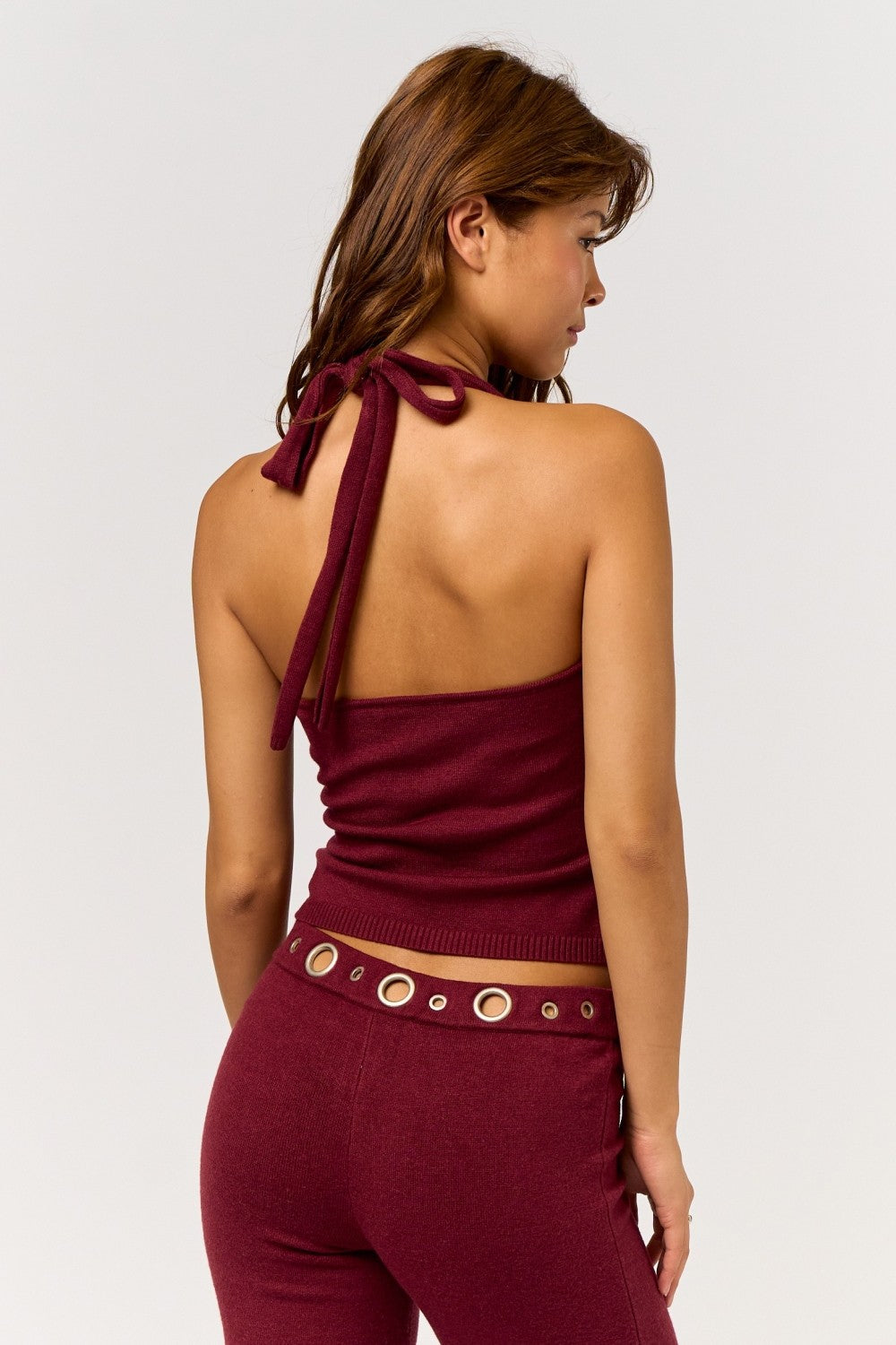 Gisi Halter – Top en maille avec décolleté plongeant et dos nu