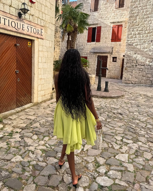 Pure Desire – Robe à bretelles ample en maille respirante avec décolleté lacé