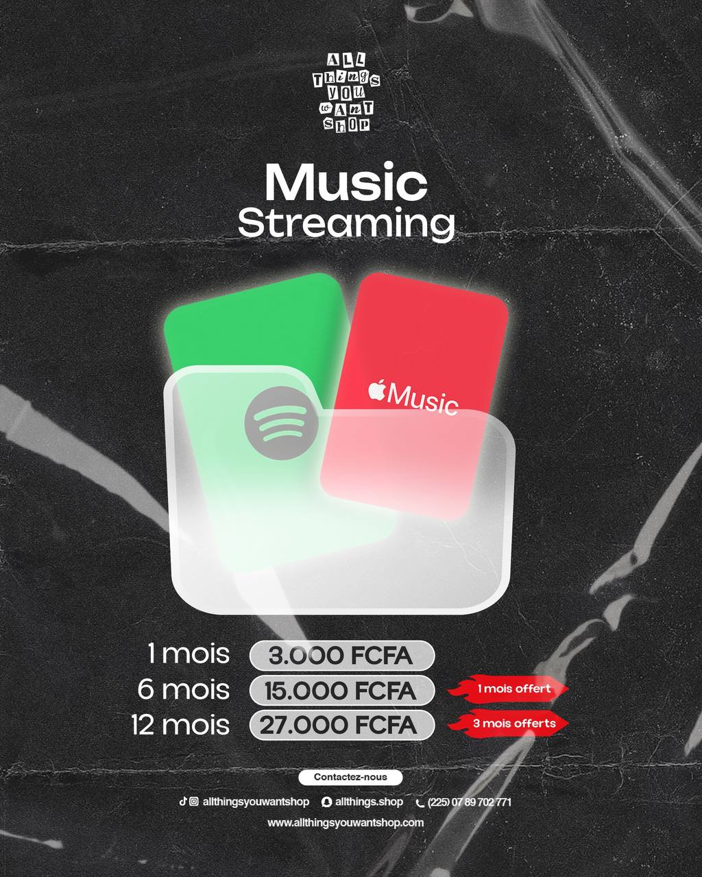 Abonnement Musique Premium – Spotify ou Apple Music