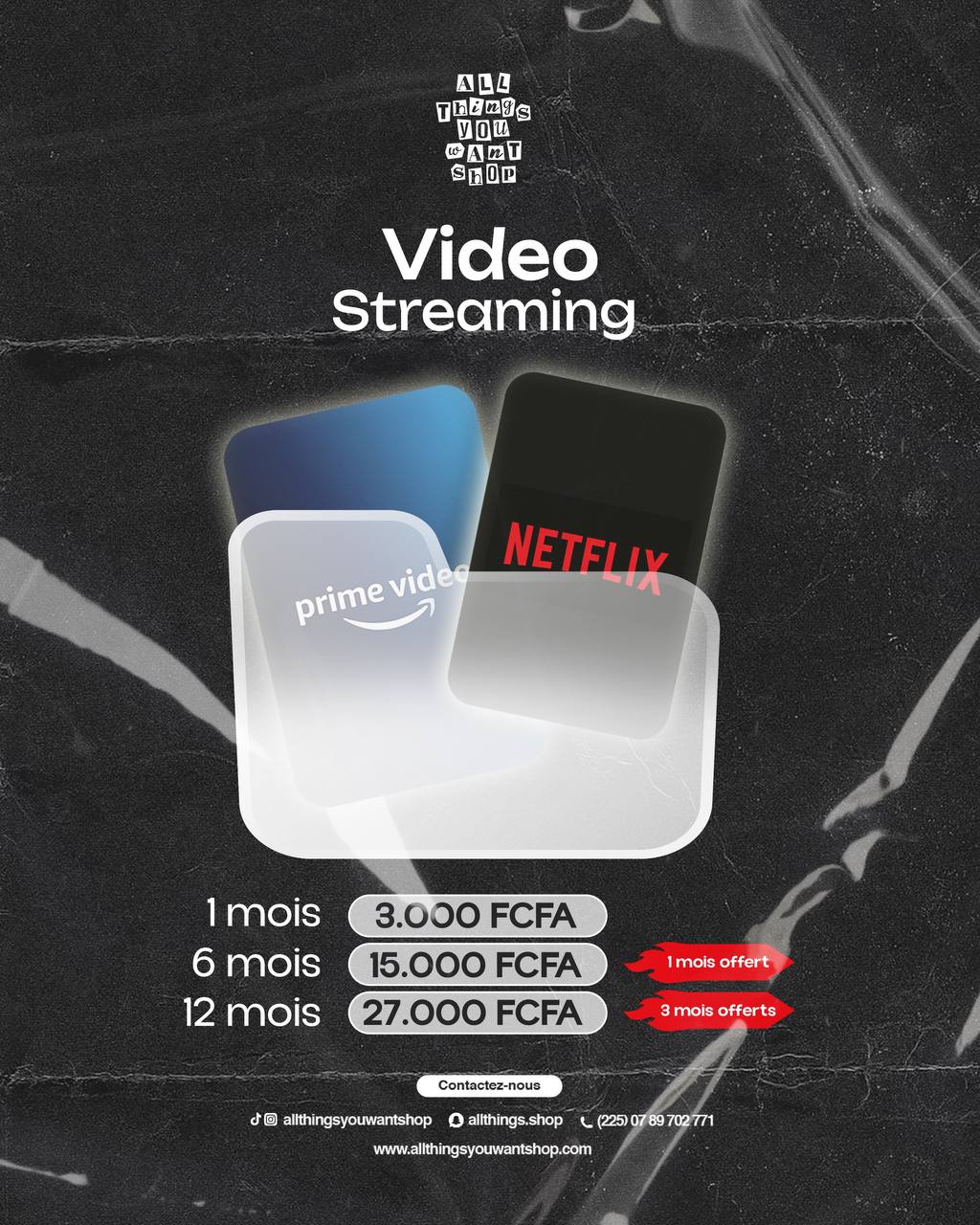 Abonnement Streaming Vidéo – Netflix ou Prime Video