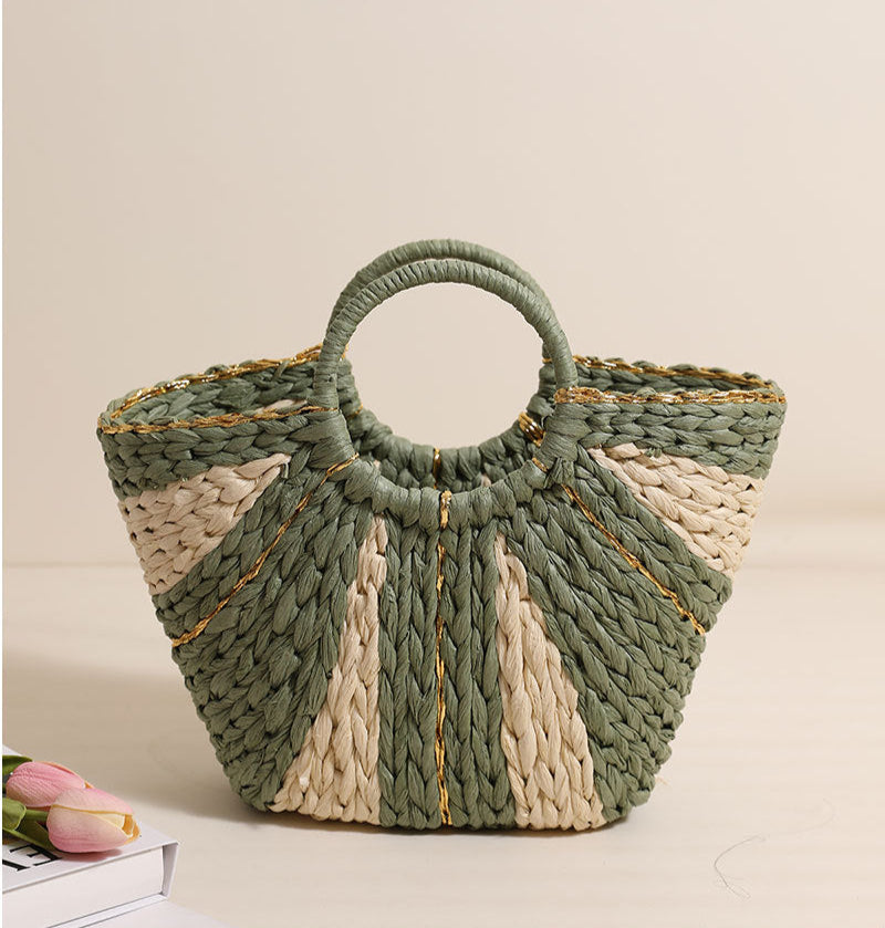 ATYWS – Sac à main en paille tressée, grand format et design chic pour la plage