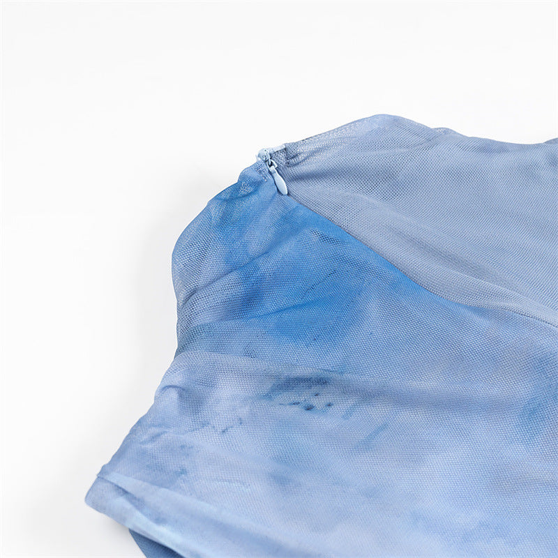 ATYWS – Robe en maille sans manches avec col haut et coupe longue