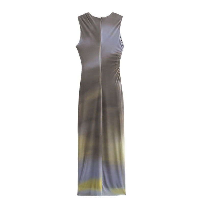 ATYWS - Robe midi plissée avec sérigraphie et coupe ajustée