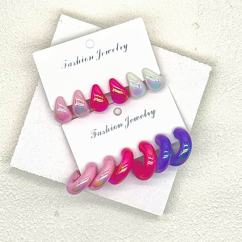 ATYWS – Lot de 6 boucles d'oreilles goutte avec design contemporain