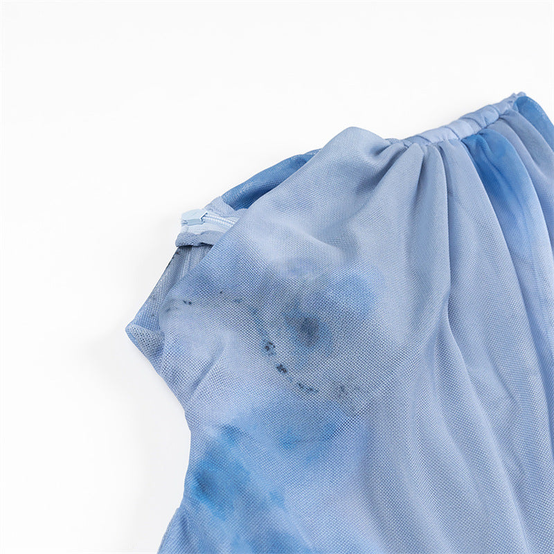 ATYWS – Robe en maille sans manches avec col haut et coupe longue