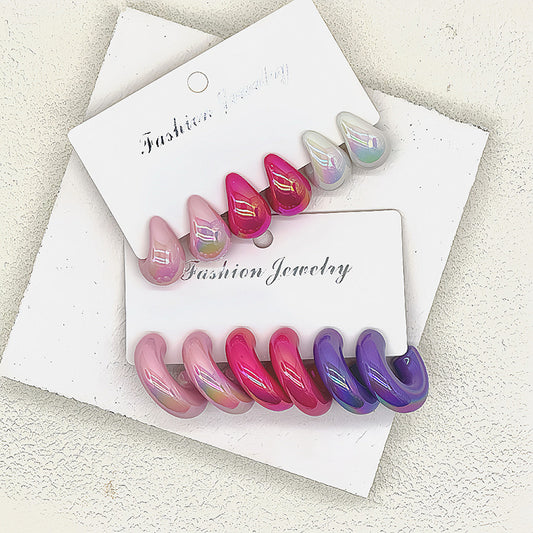 ATYWS – Lot de 6 boucles d'oreilles goutte avec design contemporain