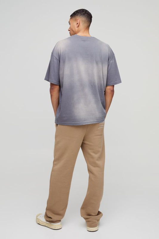 boohooMAN - T-Shirt à col rond oversize spray wash