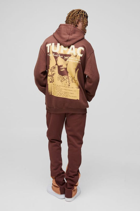 BoohooMAN - Grand Sweat à Capuche Oversize Tupac Wash Imprimé Sous Licence