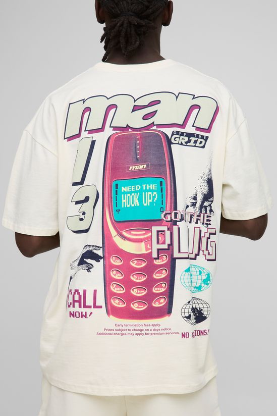 boohooMAN – T-shirt graphique oversize en coton avec design rétro et coupe décontractée