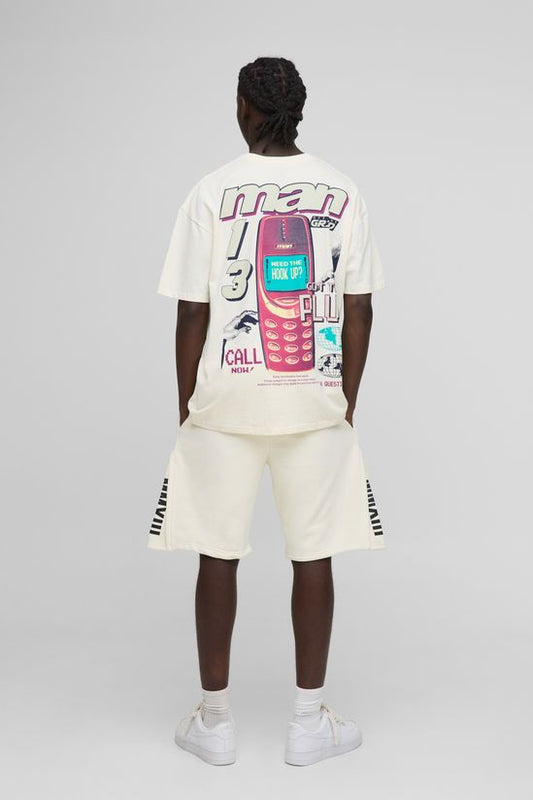 boohooMAN – T-shirt graphique oversize en coton avec design rétro et coupe décontractée