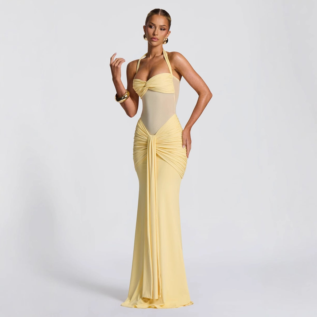SHEIN – Robe Patchwork de maille, dos nu et fente haute