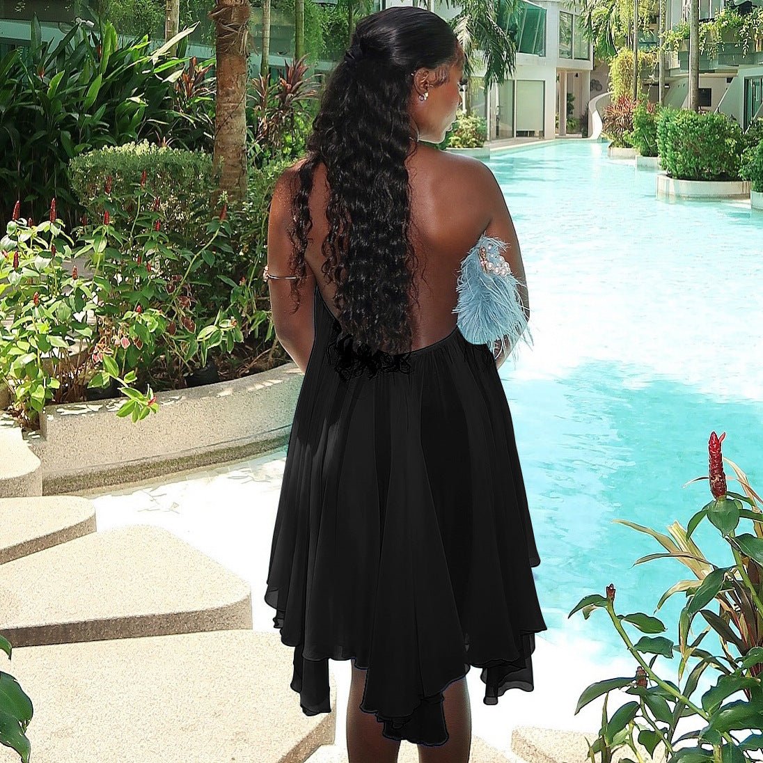 Pure Desire – Robe à bretelles ample en maille respirante avec décolleté lacé
