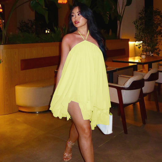 Pure Desire – Robe à bretelles ample en maille respirante avec décolleté lacé