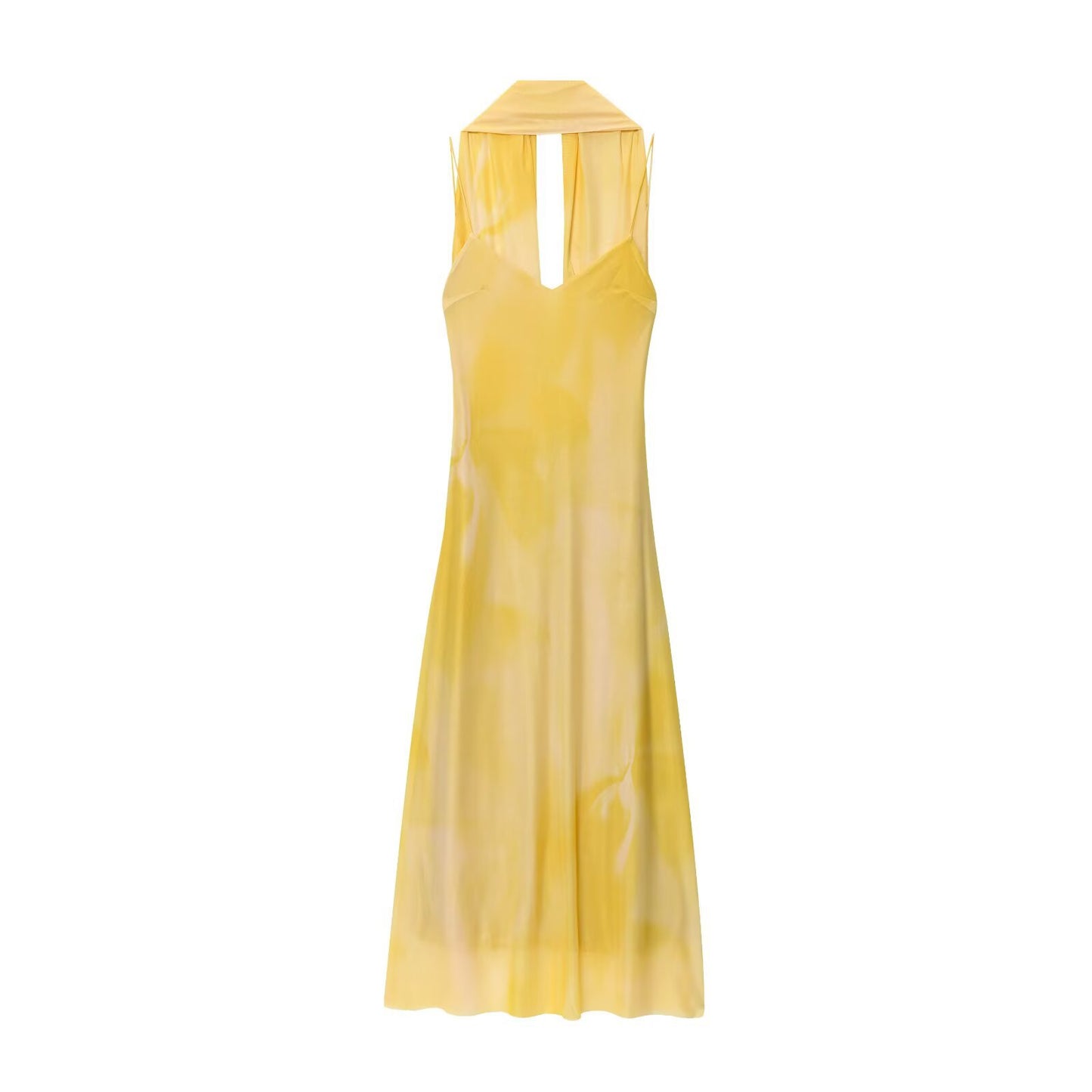 ZARA – Robe longue imprimée avec écharpe et coupe fluide