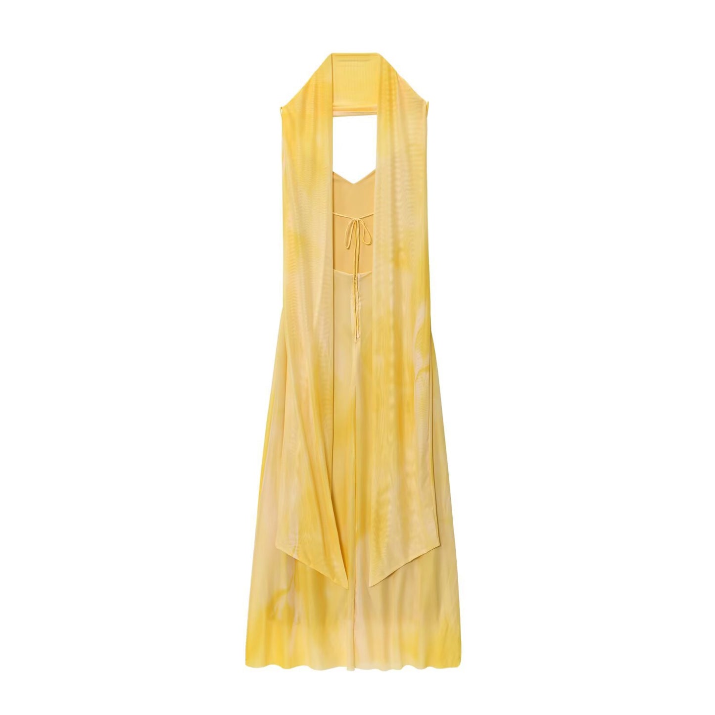 ZARA – Robe longue imprimée avec écharpe et coupe fluide