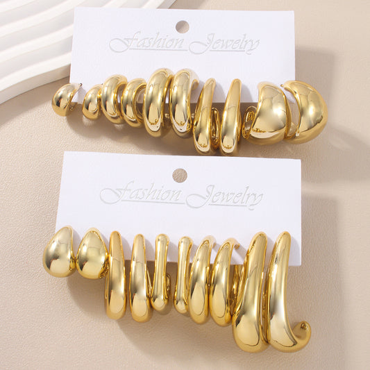 ATYWS - Lot de 5 Boucles d'oreilles géométriques en résine à design combiné