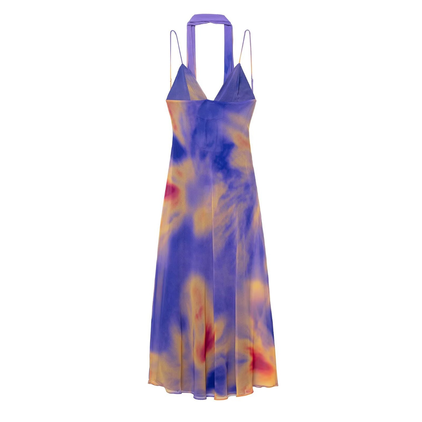 ZARA – Robe longue imprimée avec écharpe et coupe fluide