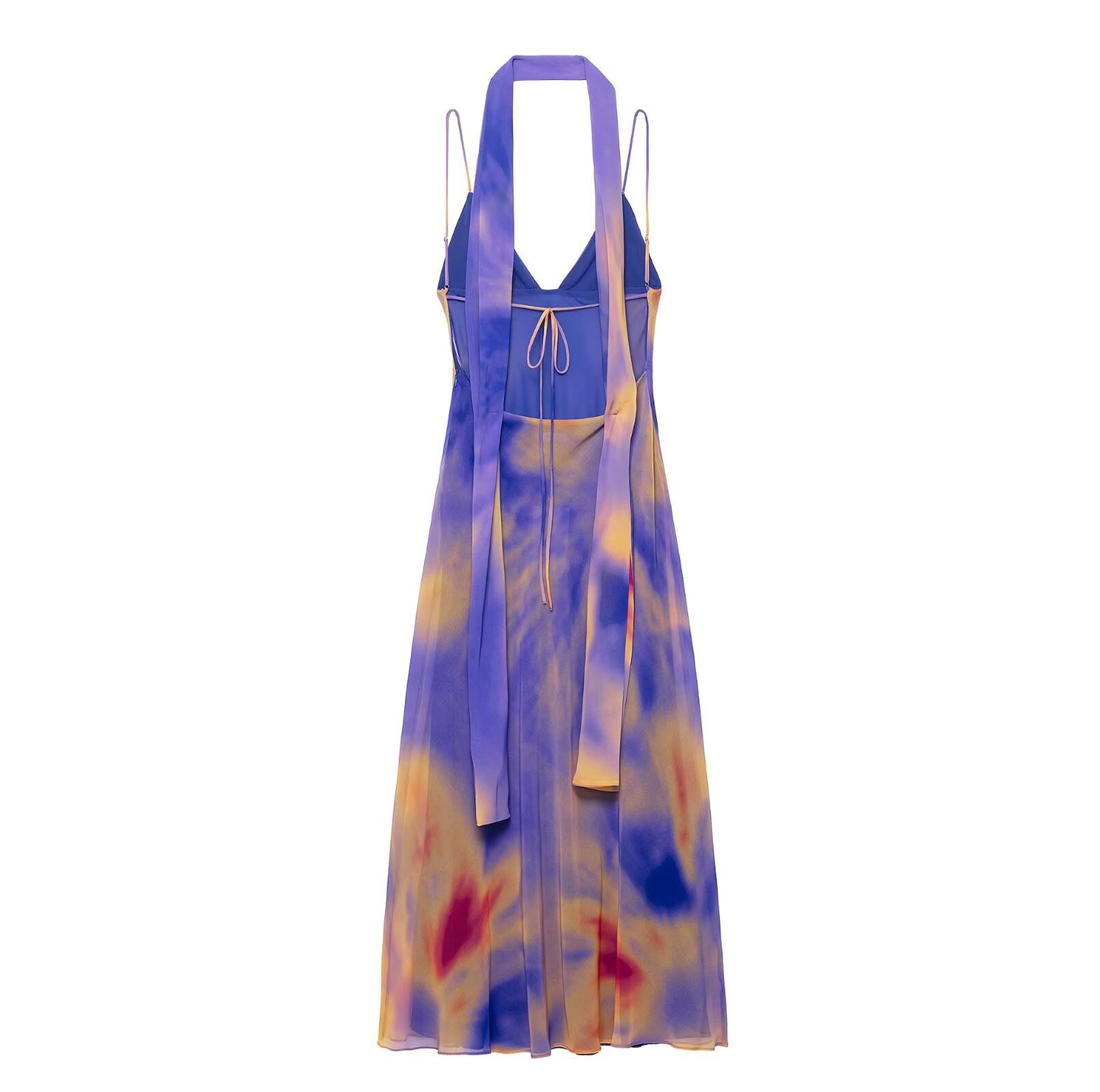 ZARA – Robe longue imprimée avec écharpe et coupe fluide