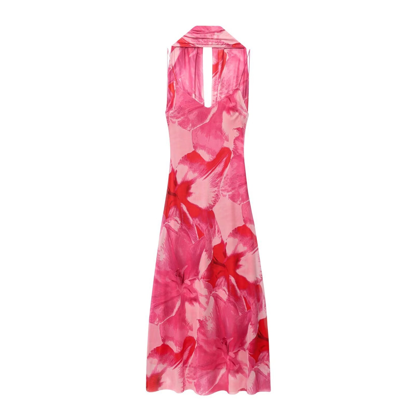 ZARA – Robe longue imprimée avec écharpe et coupe fluide