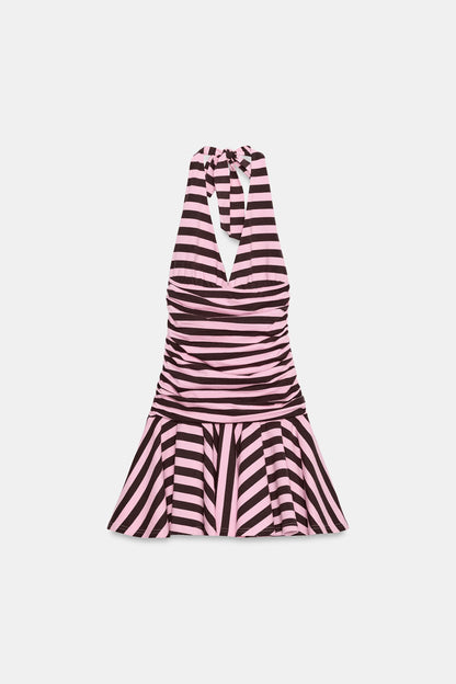 Zara - Robe Halter à rayures