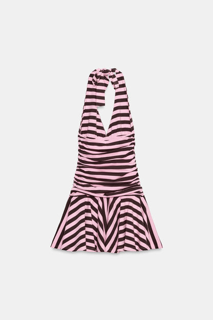 Zara - Robe Halter à rayures