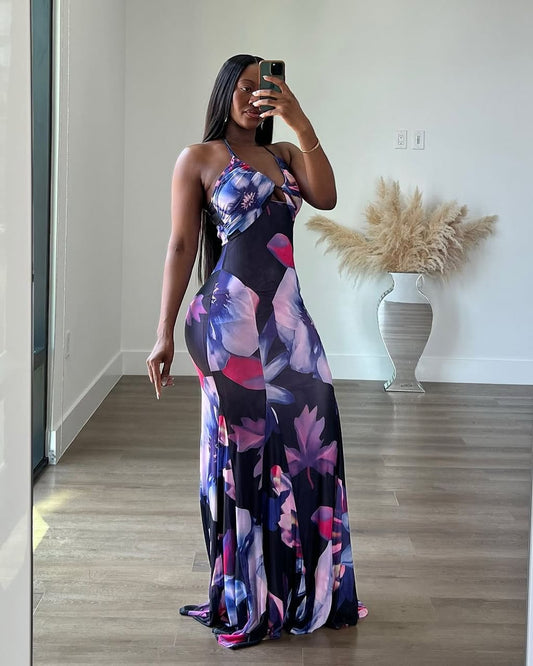 Furite - Robe longue à bretelles et imprimé Floral