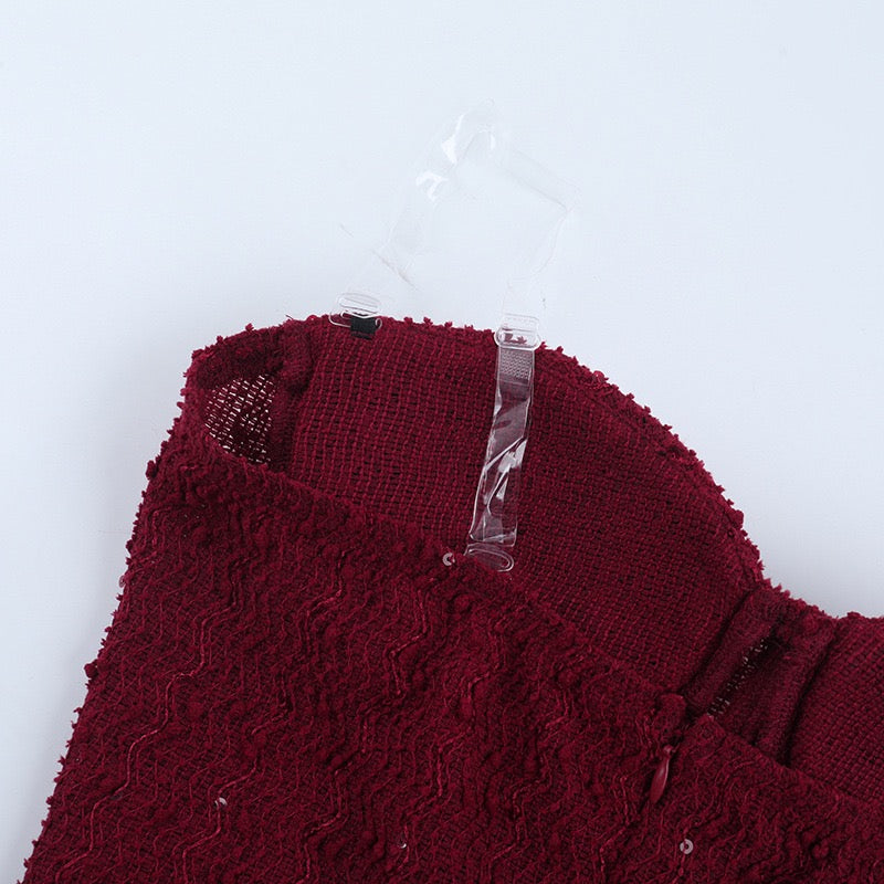 Alveraine | Robe de soirée sans bretelles avec taille en ruban et coupe longue