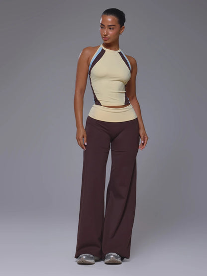 Musera – Sport Ensemble top et pantalon ajusté à encolure dégagée et dos nageur