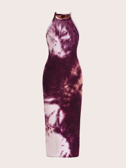 SHEIN EZwear Robe Moulante tie dye Ras-Du-Cou
