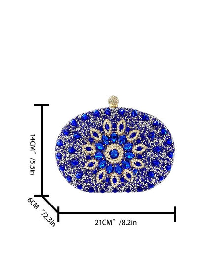 Dedoo – Sac de soirée ovale en strass avec chaîne dorée et design tournesol