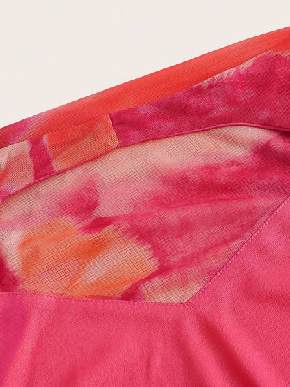 Aveloria – Top drapé à col ras-du-cou avec lacets et effet tie dye