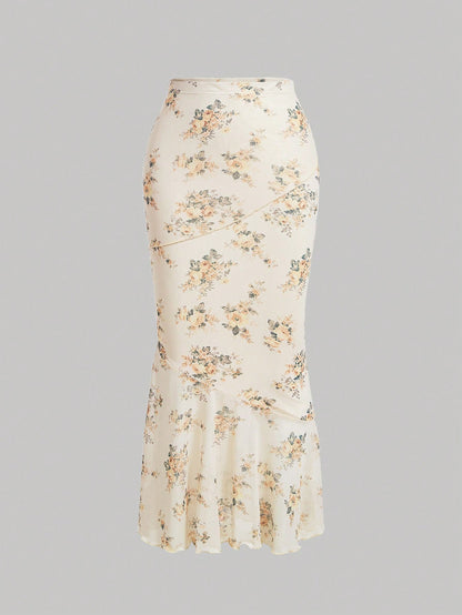 SHEIN MOD – Jupe sirène à imprimé floral