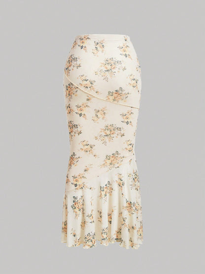 SHEIN MOD – Jupe sirène à imprimé floral
