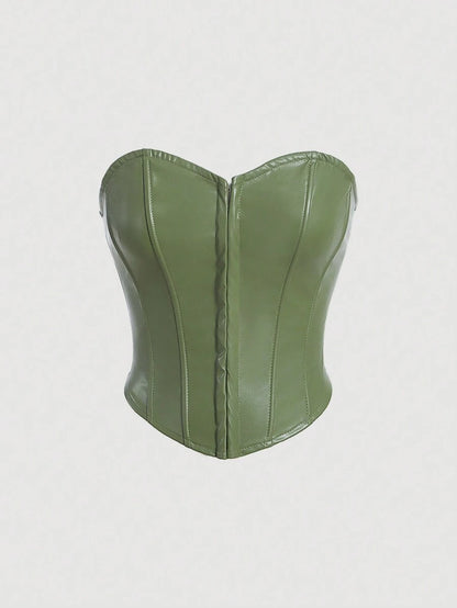 SHEIN MOD – Top galbant en PU avec boucle et taille mi-haute